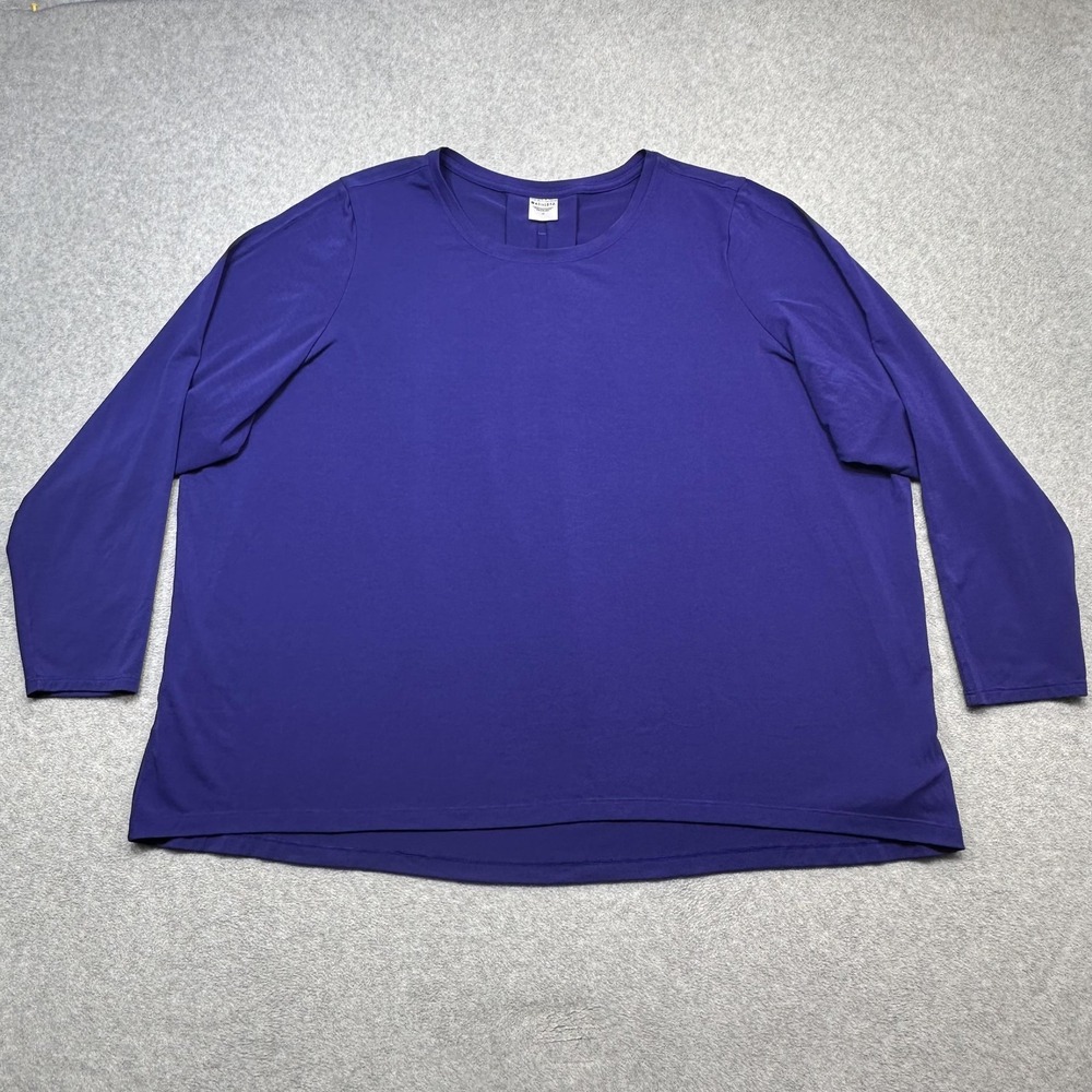 Athleta With Ease Top Women 1X Plus Purple Long Sleeve Crewneck Relaxed Athletic